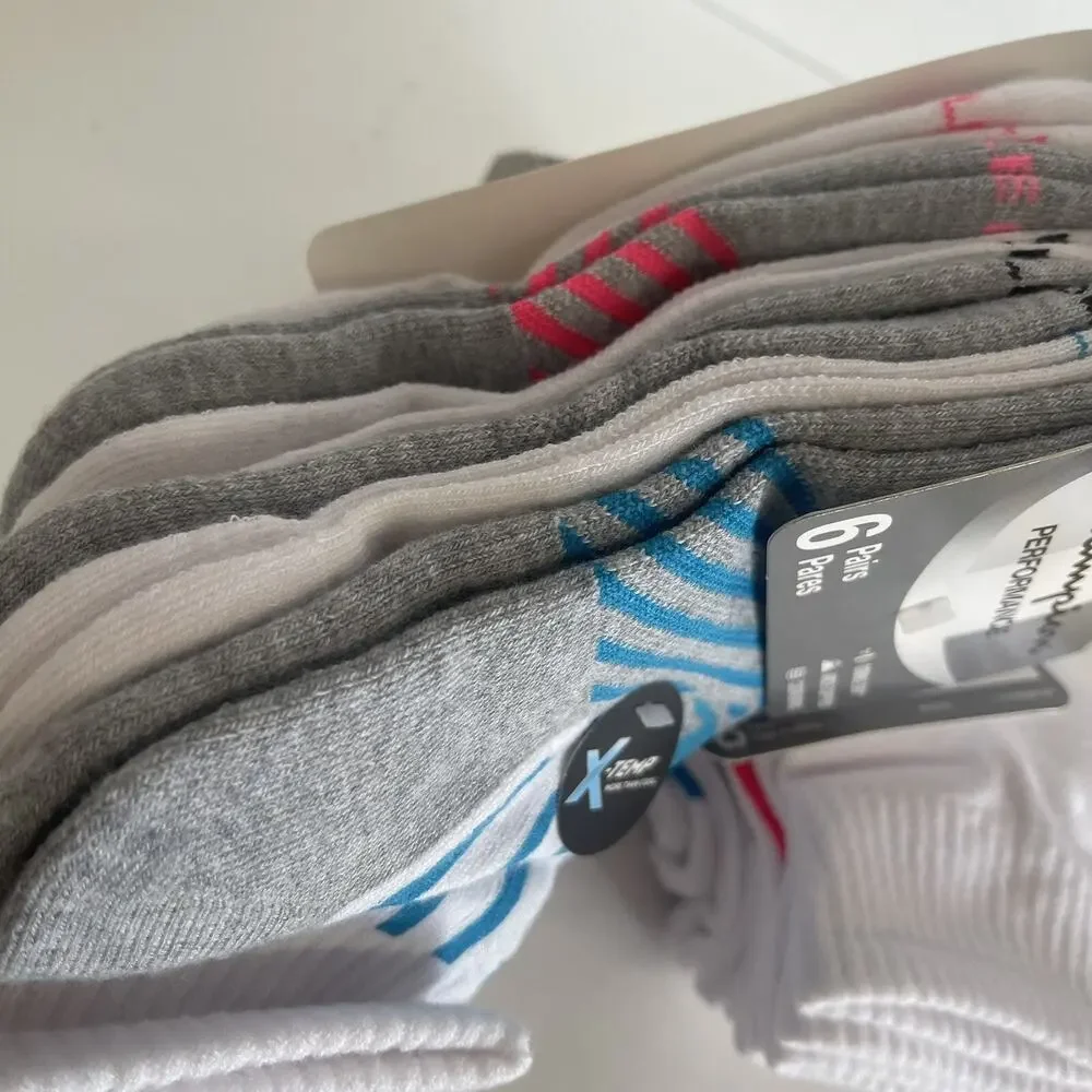 12 Pairs Champion womens Double Dry Performance Ankle Socks Blue‎ & White